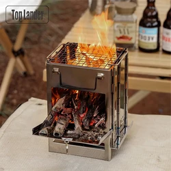 Estufa de leña plegable acero inoxidable para camping