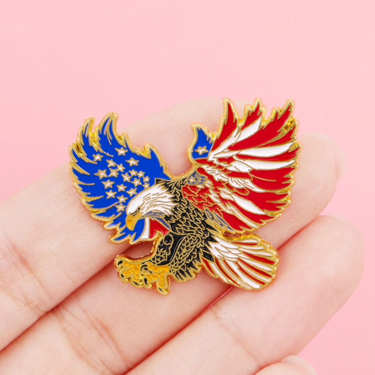 Pin esmalte águila y bandera USA, insignia para solapa táctica - imagen 4