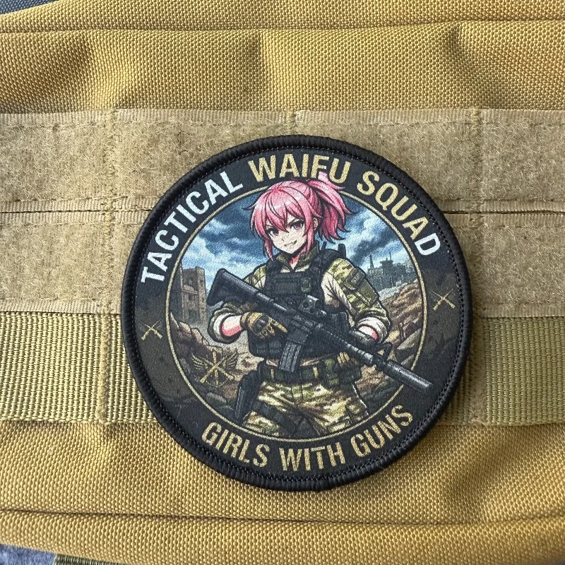 Parche táctico militar waifu squad con chicas armadas para MOLLE
