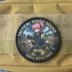 Parche táctico militar waifu squad con chicas armadas para MOLLE