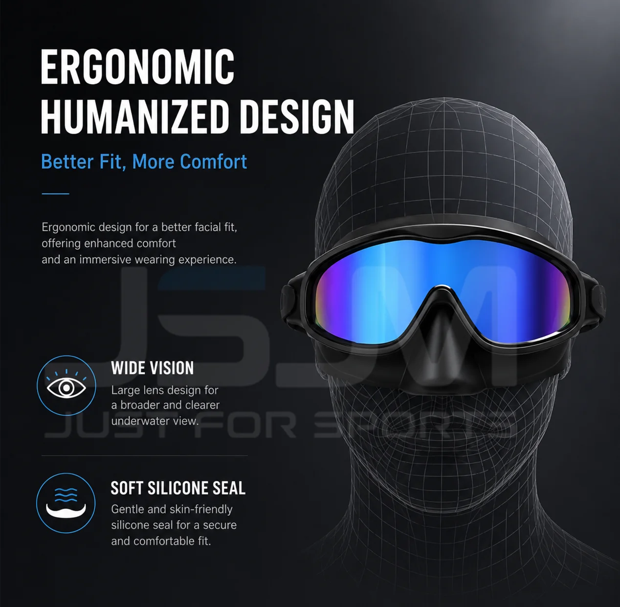 JSJM Gafas de natación antivaho HD, impermeables, UV, correa ajustable - imagen 3
