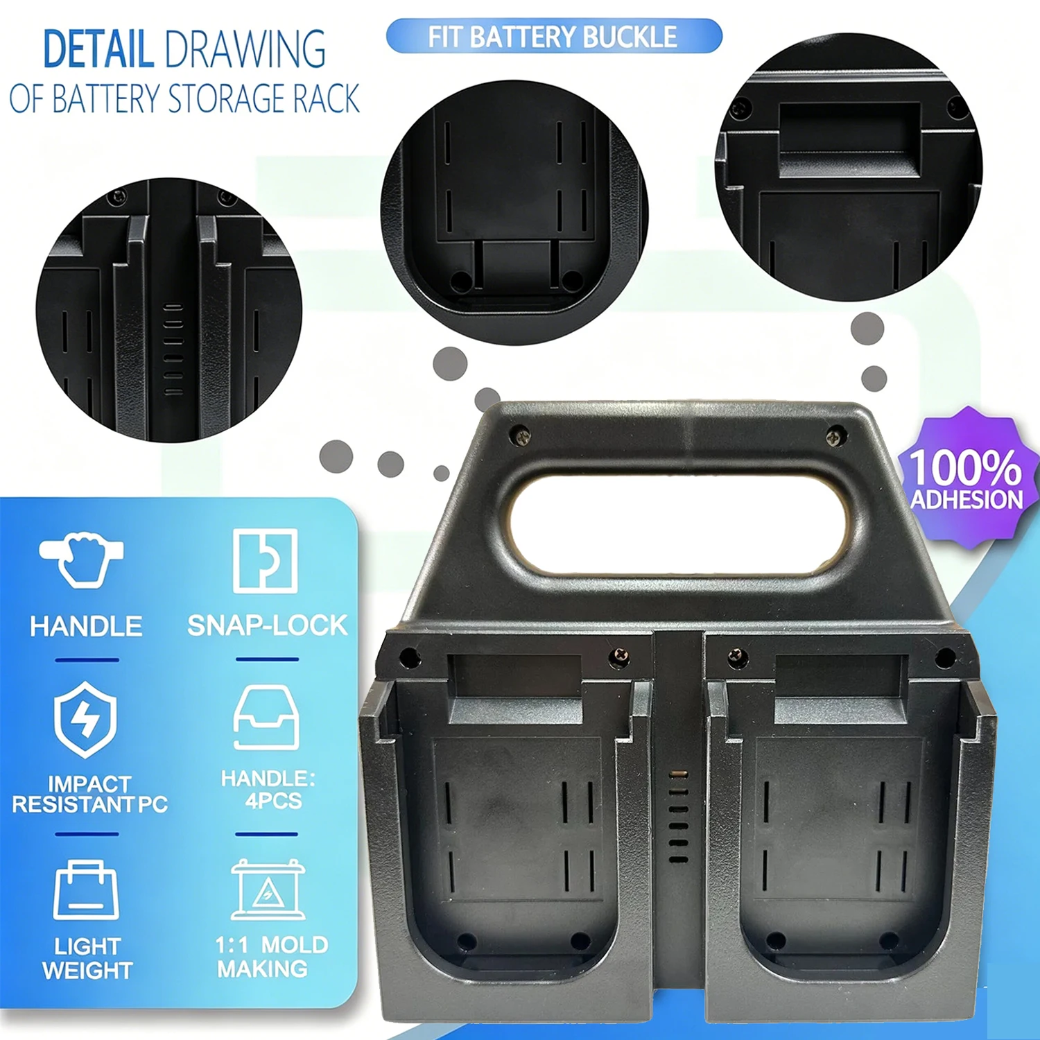 Makita soporte almacenamiento baterías litio 14,4/18 V BL1450 BL1840 - imagen 4