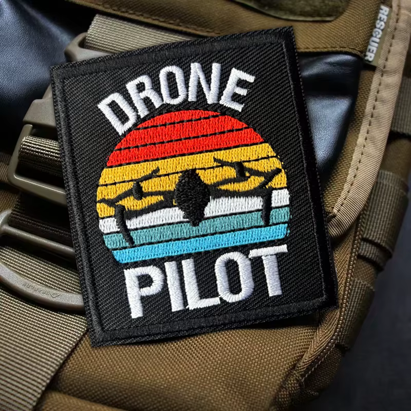 Parche táctico Piloto de dron bordado con velcro para mochila - imagen 2