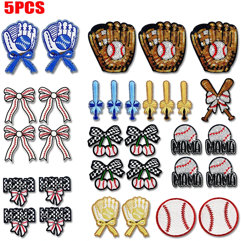 Parche termoadhesivo bordado lazo béisbol con lentejuelas - imagen 5