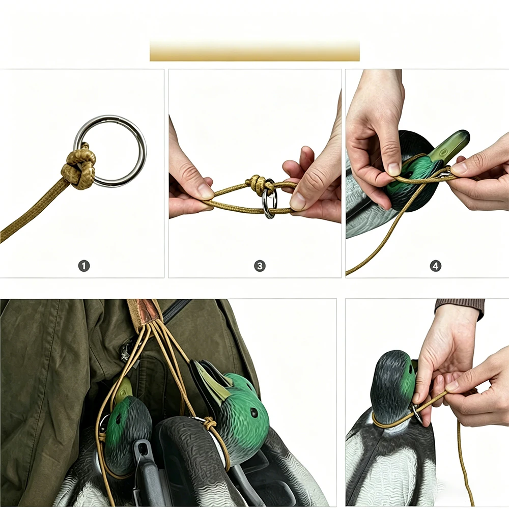Correa transporte camuflaje con anillas metálicas para aves acuáticas