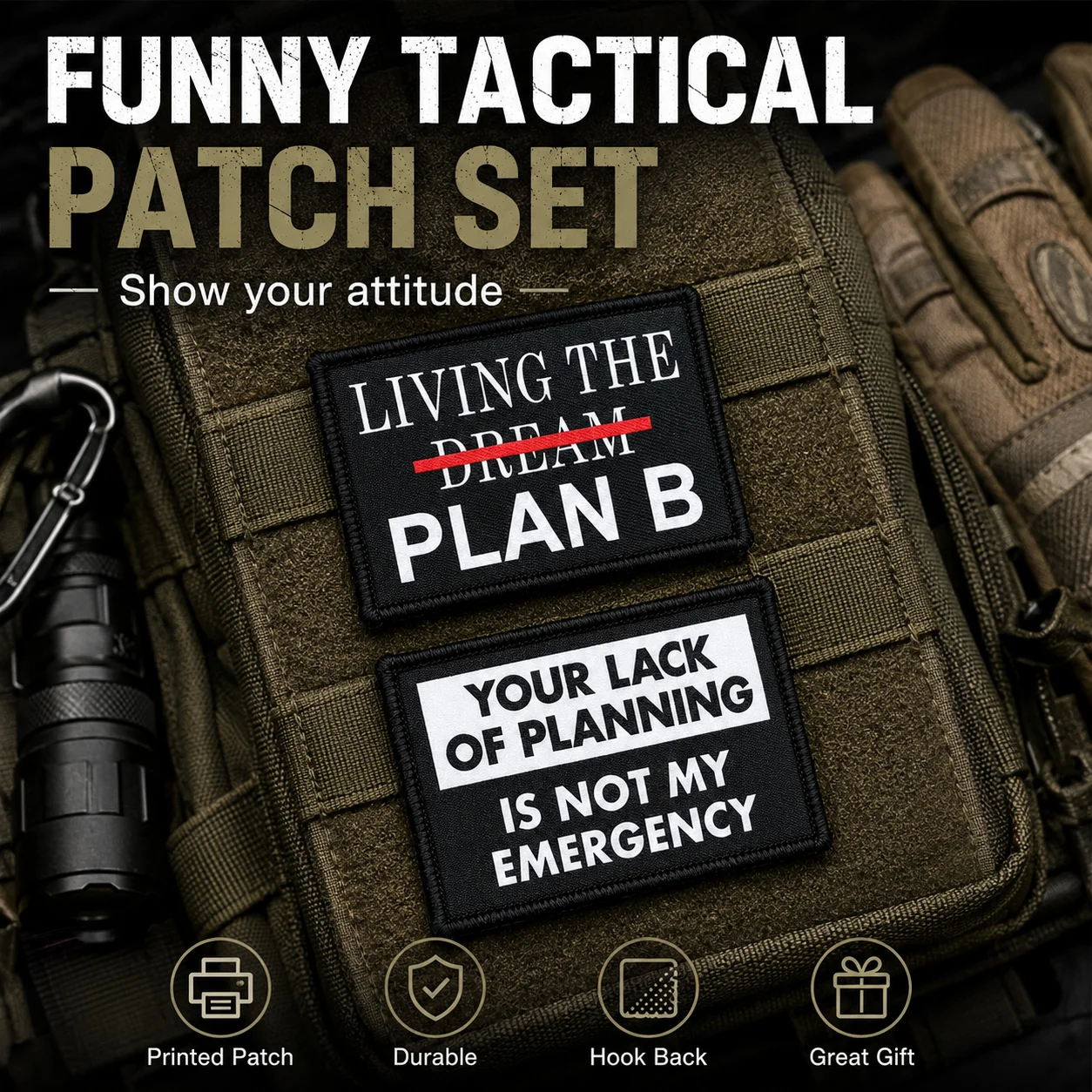 Parche táctico de moral Plan B para mochila o chaleco - imagen 3