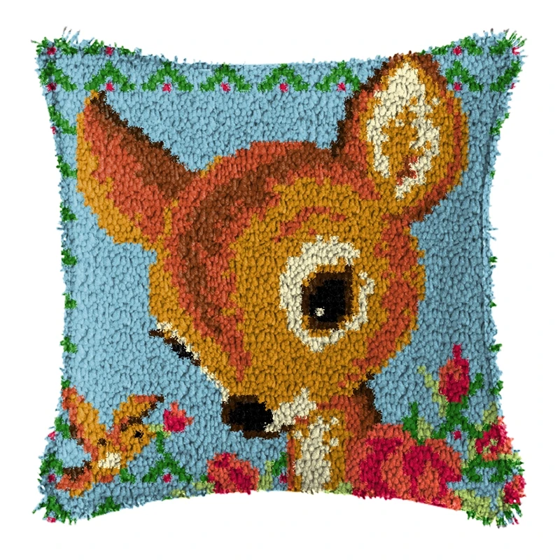 Kit ganchillo almohada animales bordado con botones Smyrna – Manualidades - imagen 4