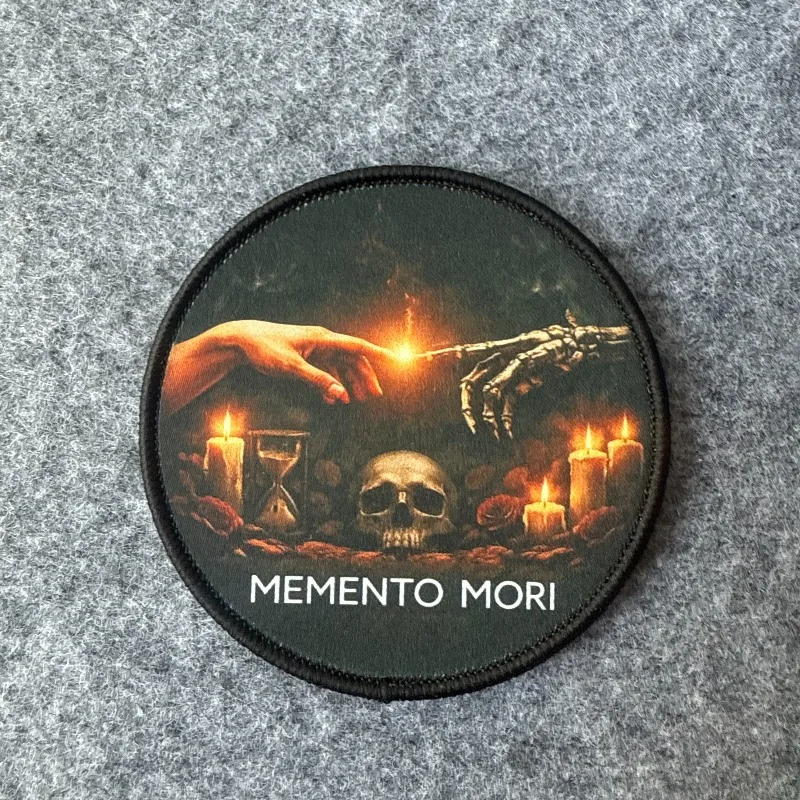 Parche táctico Memento Mori calavera y vela con velcro