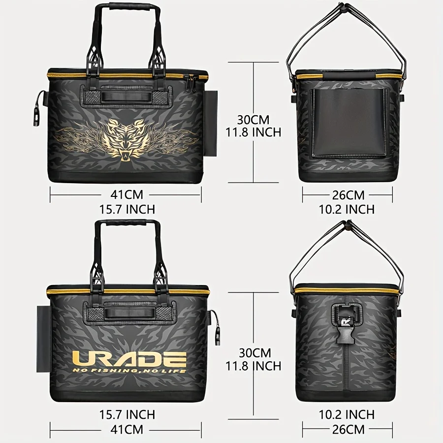 Caja de pesca resistente negra con diseño dragón dorado estanca - imagen 5