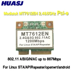 Módulo PCIe WiFi MT7612EN Dual Band 2.4/5GHz Linux Android