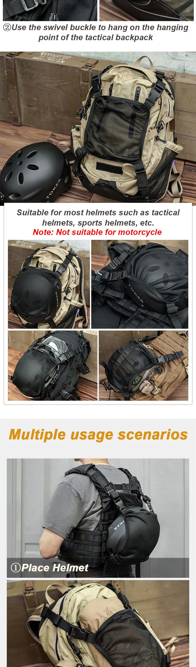 Ejemplo de la bolsa colocada en una mochila táctica