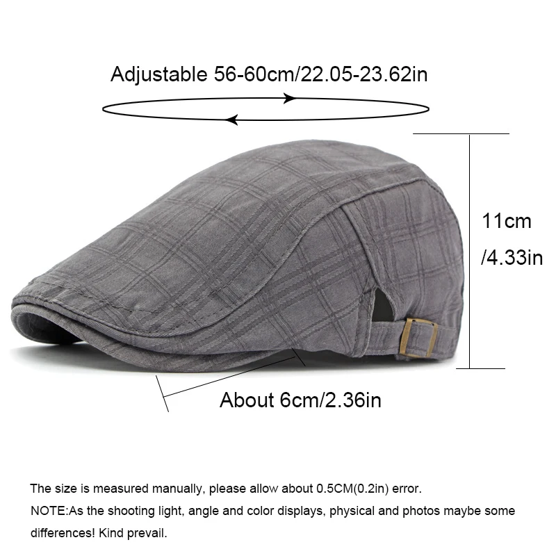 Gorra plana estilo newsboy a cuadros para hombre y mujer