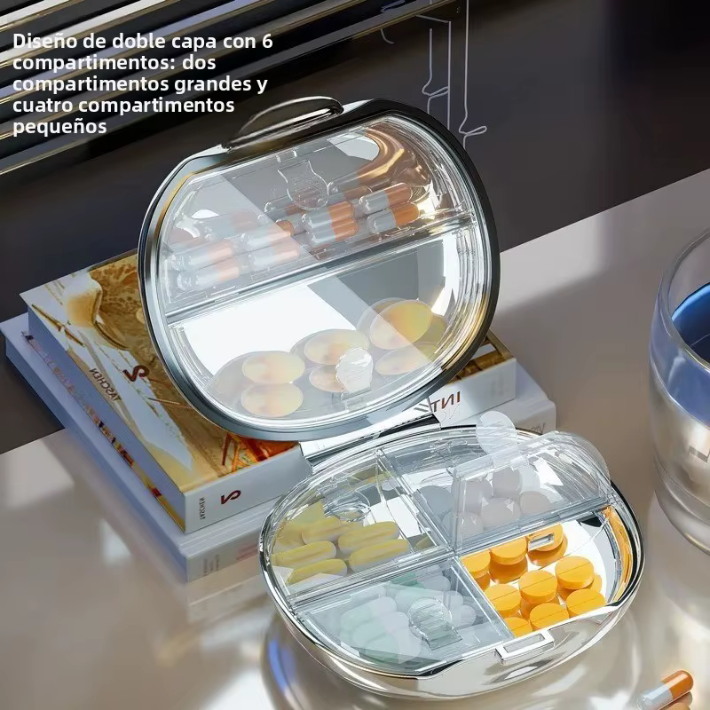 Pastillero portátil organizador compacto con sello sanitario - imagen 2