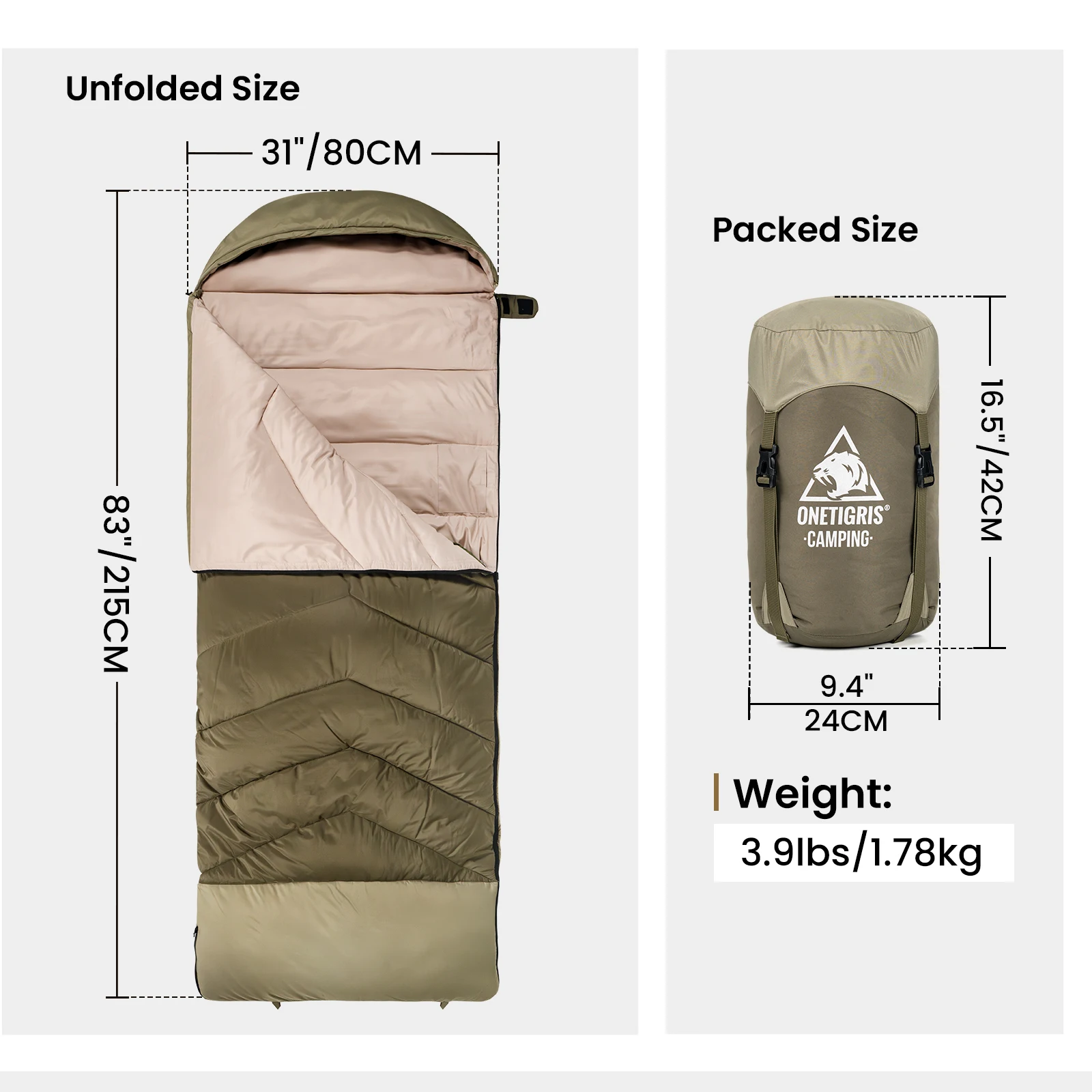 OneTigris Trailnap saco de dormir ancho cálido para camping aire libre - imagen 2