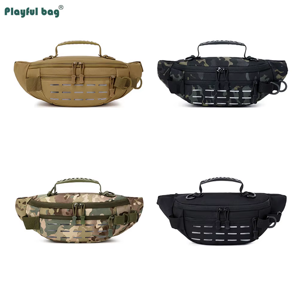 Bolsa táctica pesca vista frontal con cinturón