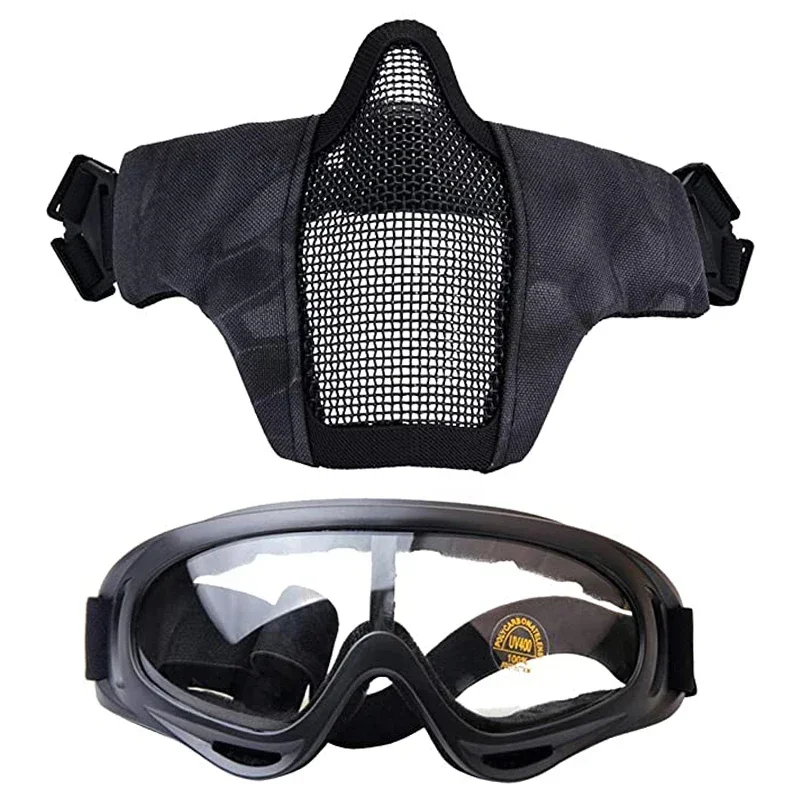 Máscara paintball táctica con gafas integradas y malla de acero - imagen 2