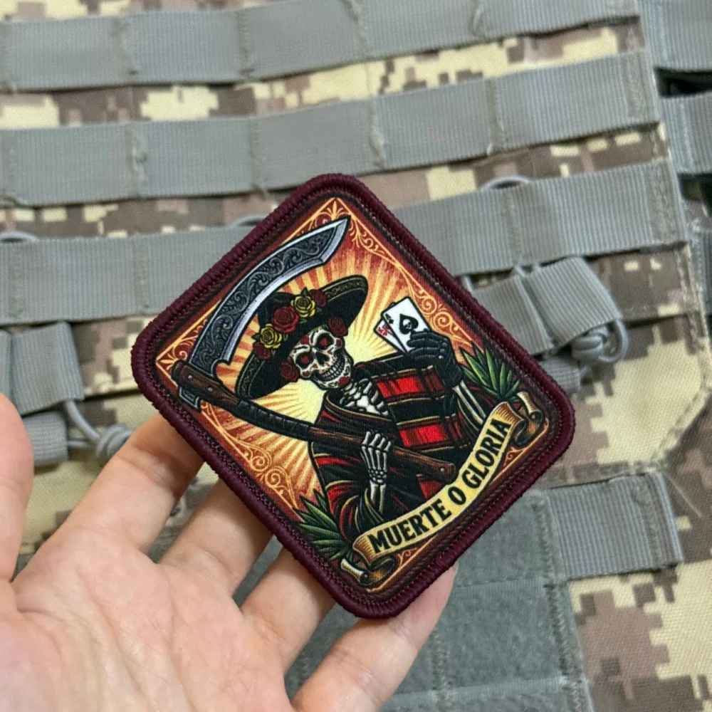 Parche Táctico Mexican Reaper Muerte o Gloria As Picas – Cierre Velcro - imagen 3