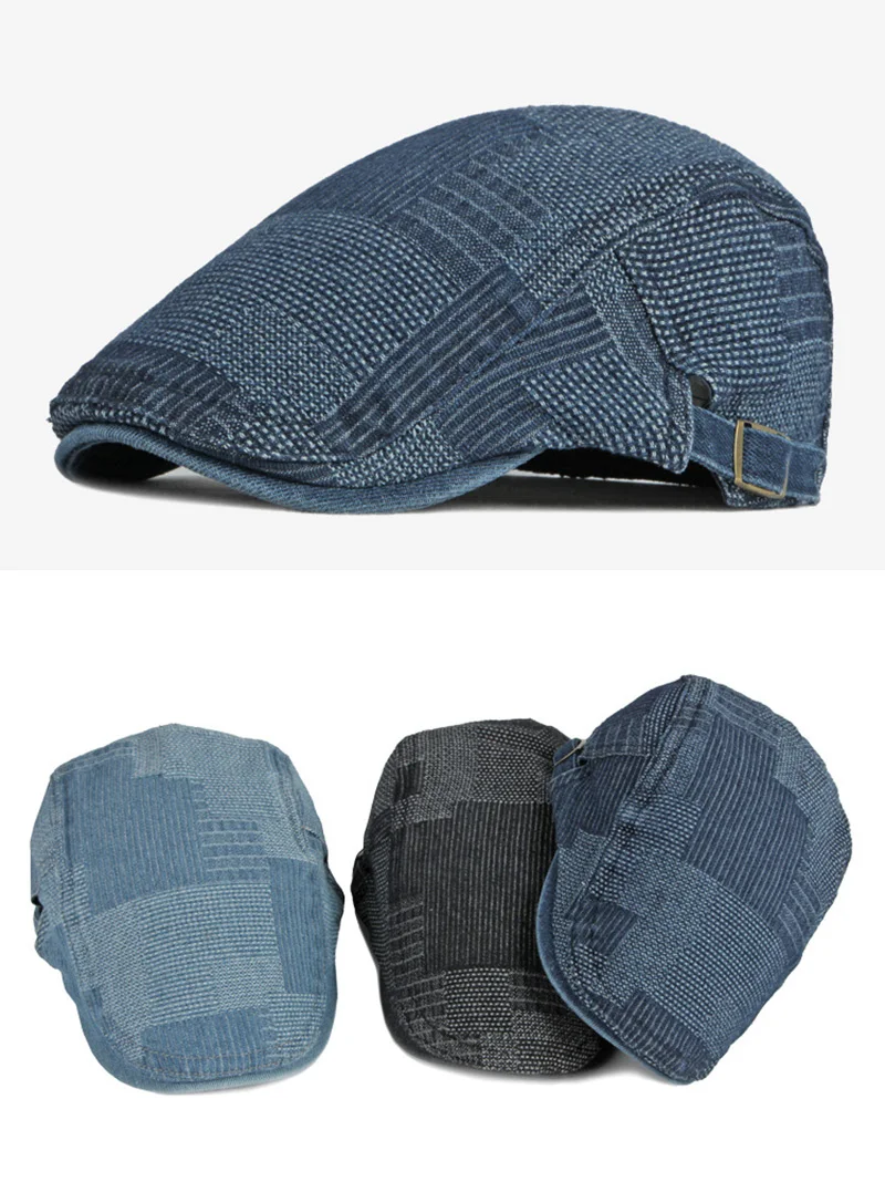 Gorra y boina de mezclilla lavada estilo vintage