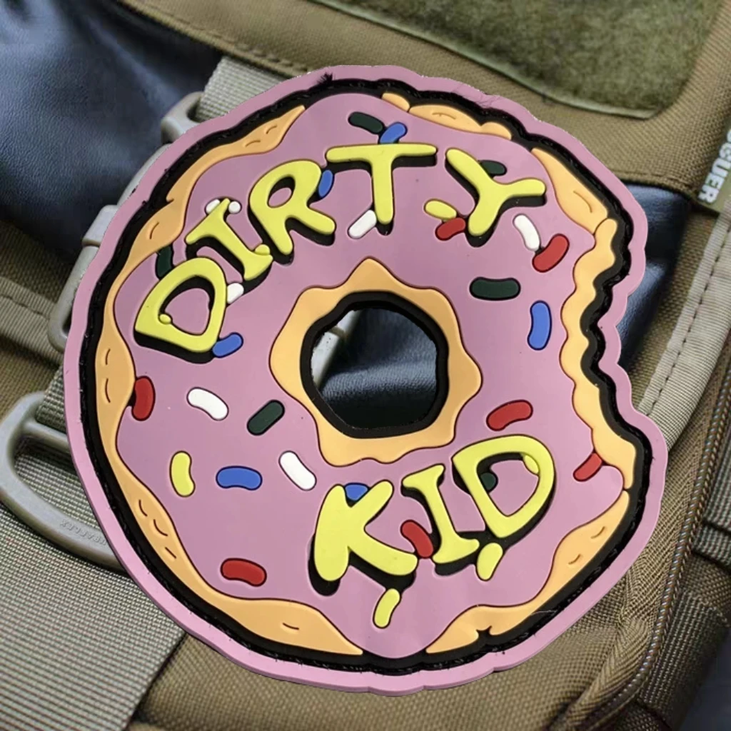 Parche táctico de PVC con diseño de donut para chaleco y mochila