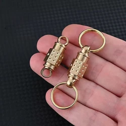 Llavero doble anillo liberación rápida latón amarillo giratorio