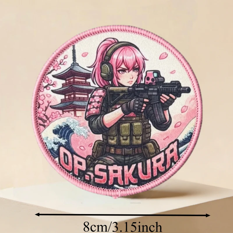 Parche táctico anime chica con cierre velcro para chalecos y mochilas - imagen 2