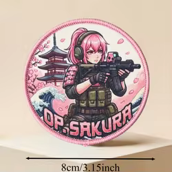 Parche táctico anime chica con velcro para mochila y uniforme