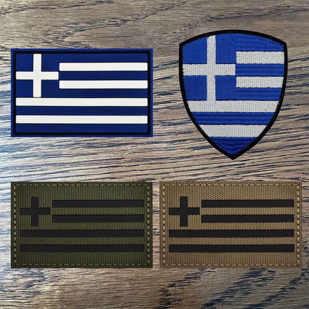 Parche táctico bordado bandera de Grecia IR reflectante PVC caucho - imagen 4