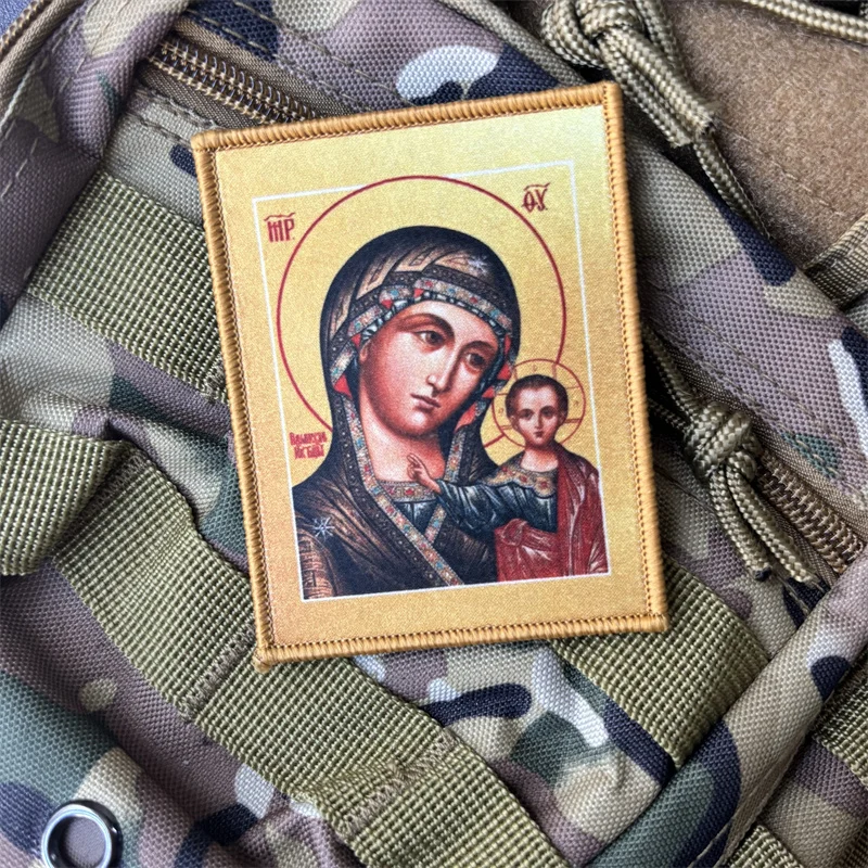 Parche táctico Virgen María y Jesús gancho-bucle para mochila - imagen 3