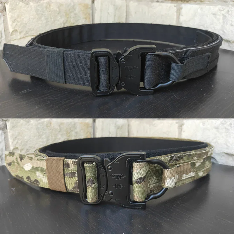 Cinturón táctico MOLLE Multicam Airsoft doble capa para batalla