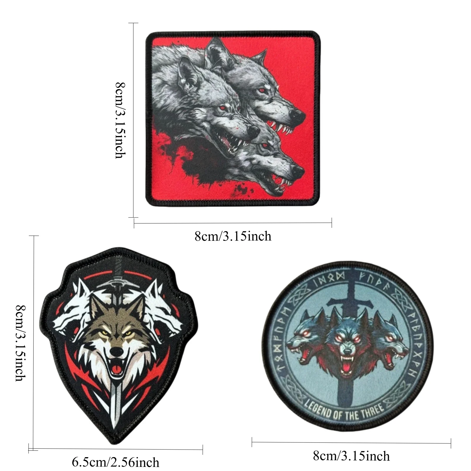 Parche táctico vikingo con velcro, lobo, espada y runas - imagen 3