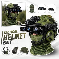 Casco táctico de airsoft estilo ruso con pasamontañas y auriculares