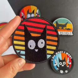 Parche táctico bordado gato con pistola para ropa y sombrero