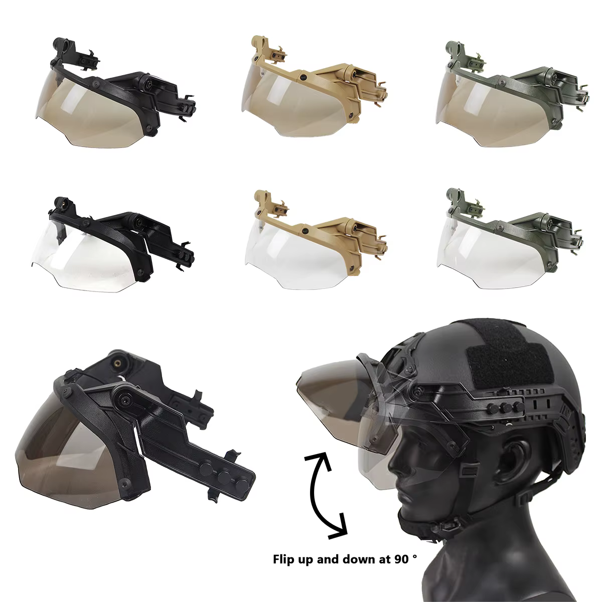 Casco táctico FAST con máscara de media cara