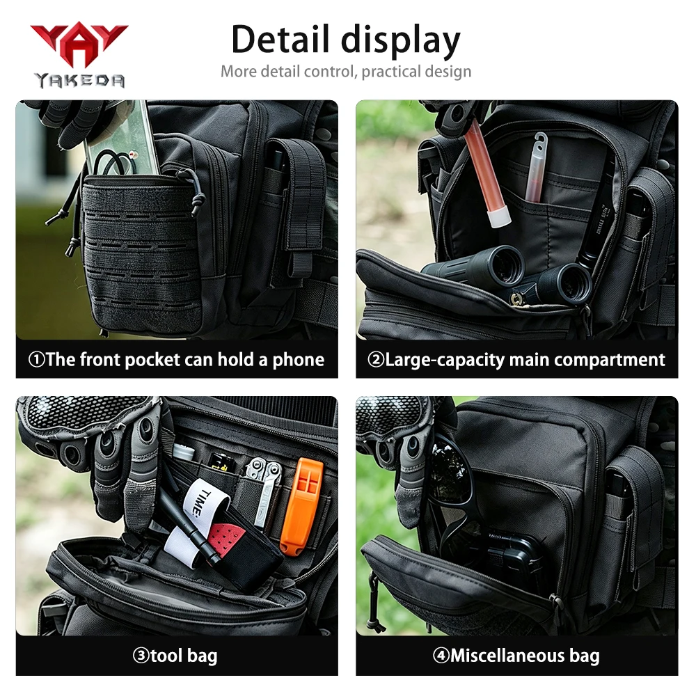 YAKEDA Bolso táctico de pierna ajustable y expandible con MOLLE - imagen 5
