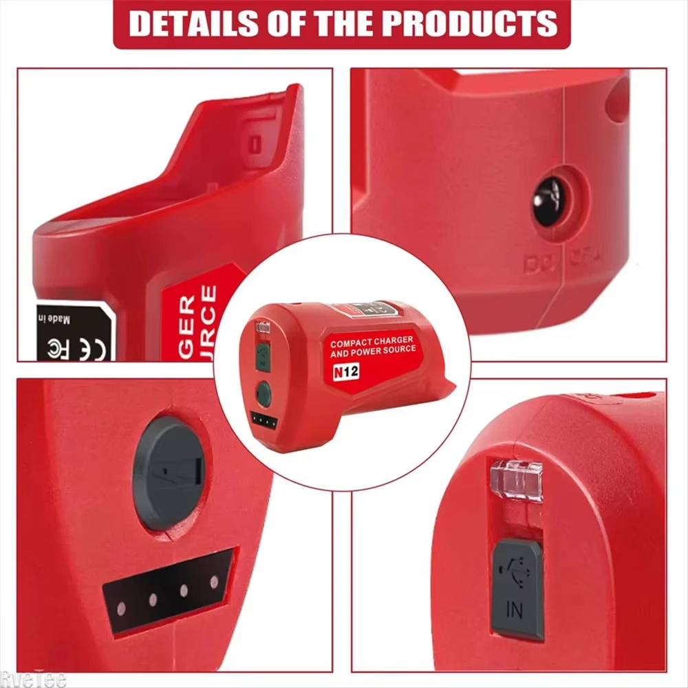 Milwaukee M12 adaptador de corriente para batería cargador USB - imagen 2