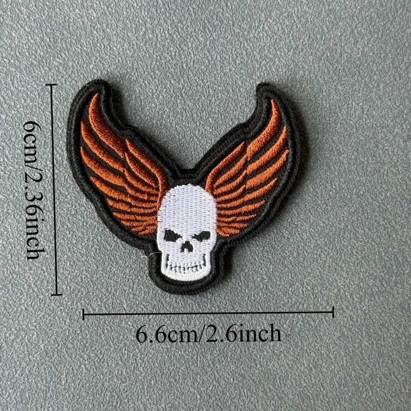 Parche táctico bordado calavera alas – velcro para mochila y ropa