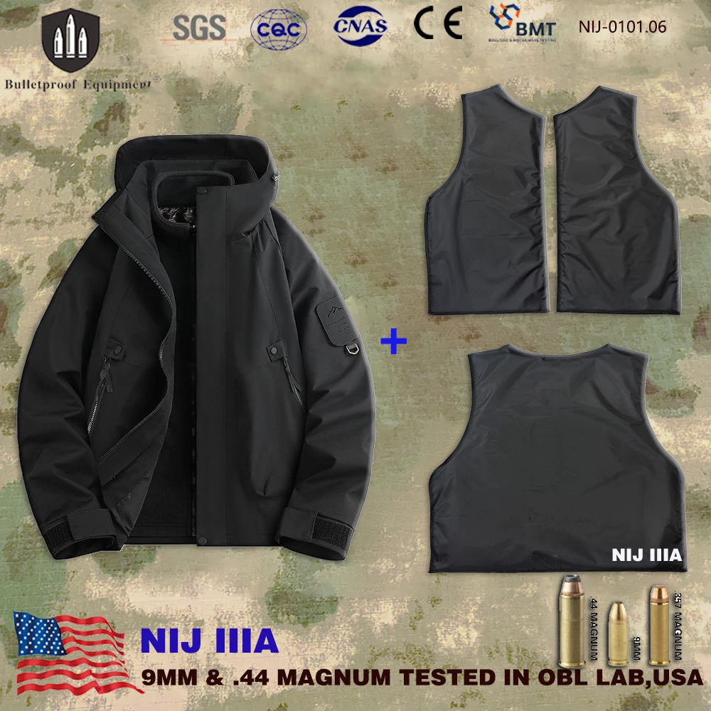 Real chaqueta táctica antibalas impermeable NIJ Nivel IIIA exterior - imagen 5