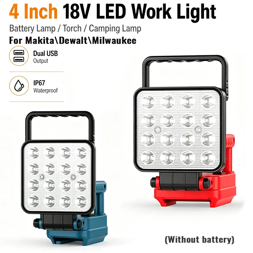 Lámpara LED de trabajo USB de emergencia con baterías Makita/Milwaukee - imagen 5