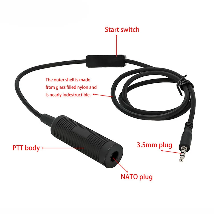 Adaptador PTT táctico para auriculares y teléfono con jack - imagen 5