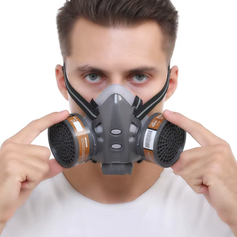 Respirador media cara con gafas protección pintura polvo pesticidas - imagen 3