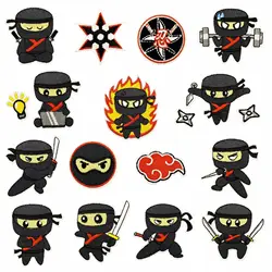 Parche bordado termoadhesivo ninja katana negro para ropa