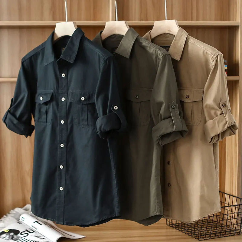 Camisa táctica de manga larga algodón con bolsillos - imagen 4