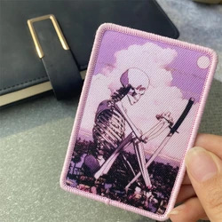 Parche táctico Skeleton Loto rosa brazalete gancho y bucle MOLLE
