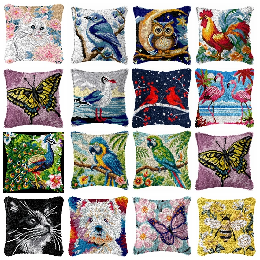 Cojín Bird almohada bordada con gancho y foamiran para manualidades