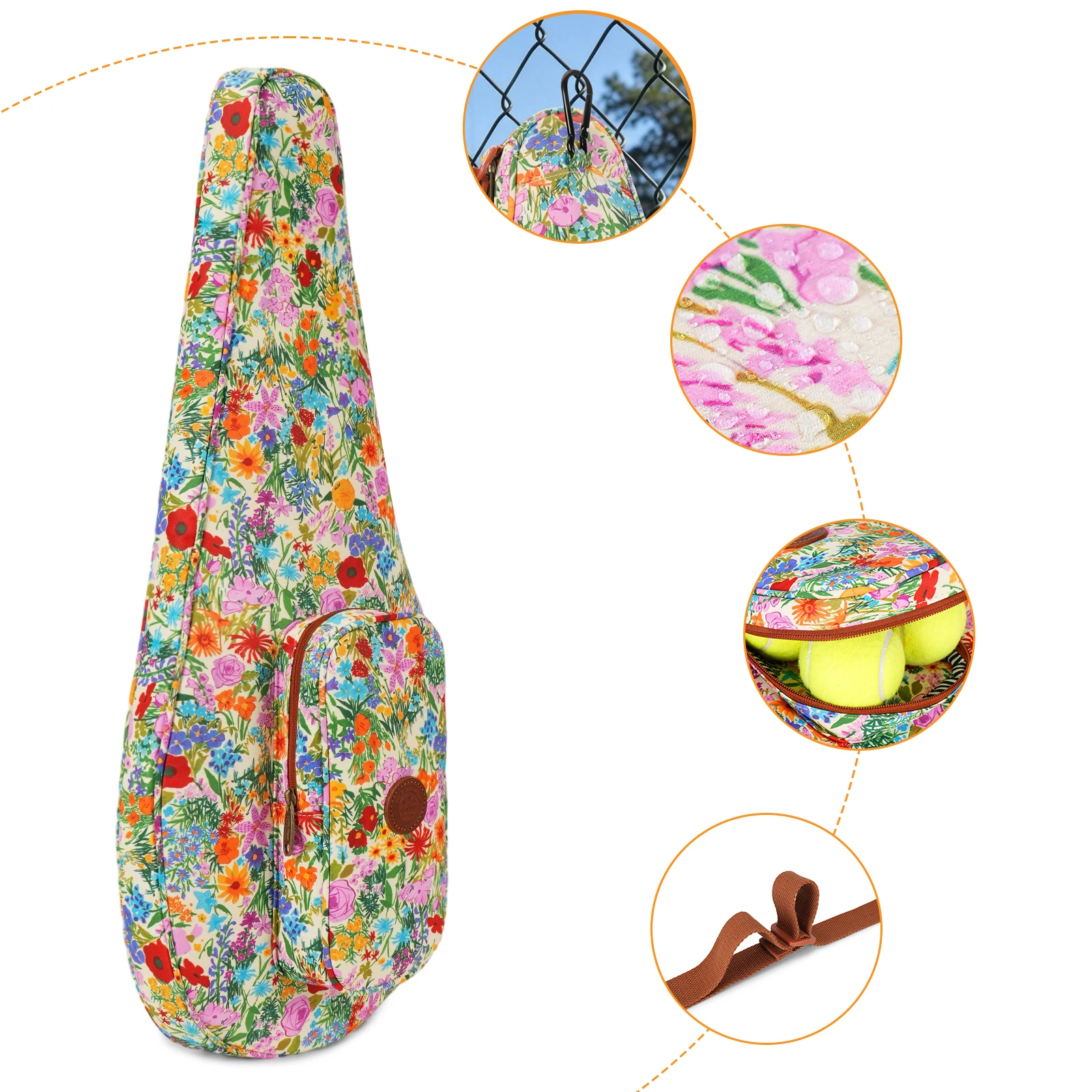 Tourbon Bolsa de tenis acolchada ligera con correa al hombro - imagen 5