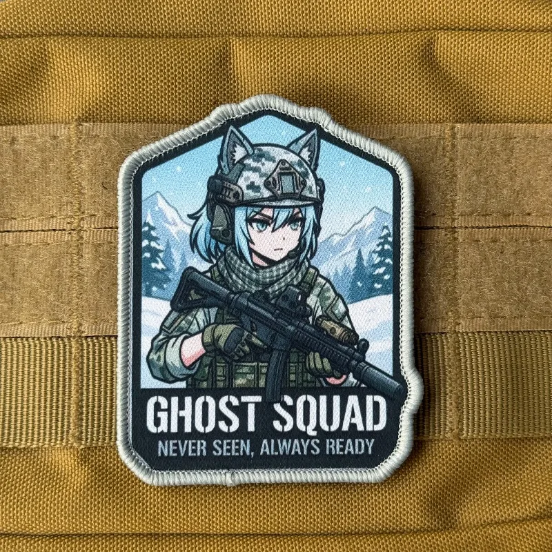 Parche táctico Ghost Squad de moral militar con gancho y bucle