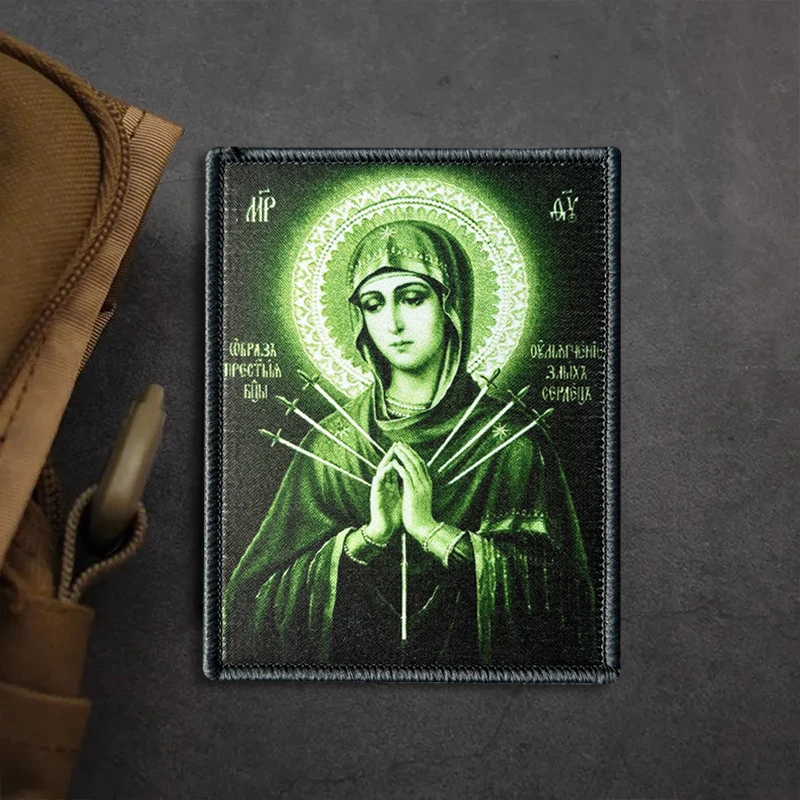 Parche táctico Virgen María bordado con velcro gancho y bucle - imagen 5