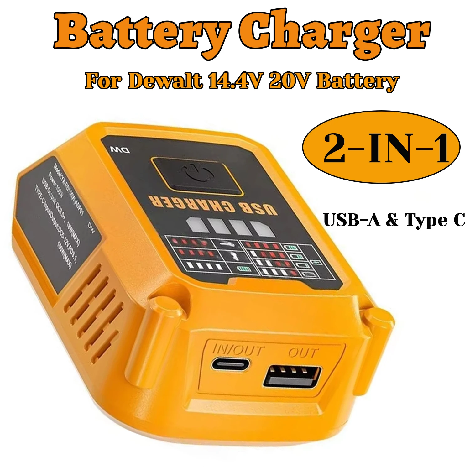 Cargador USB-C 2 en 1 de 100 W para baterías DeWalt 20V MAX - imagen 5