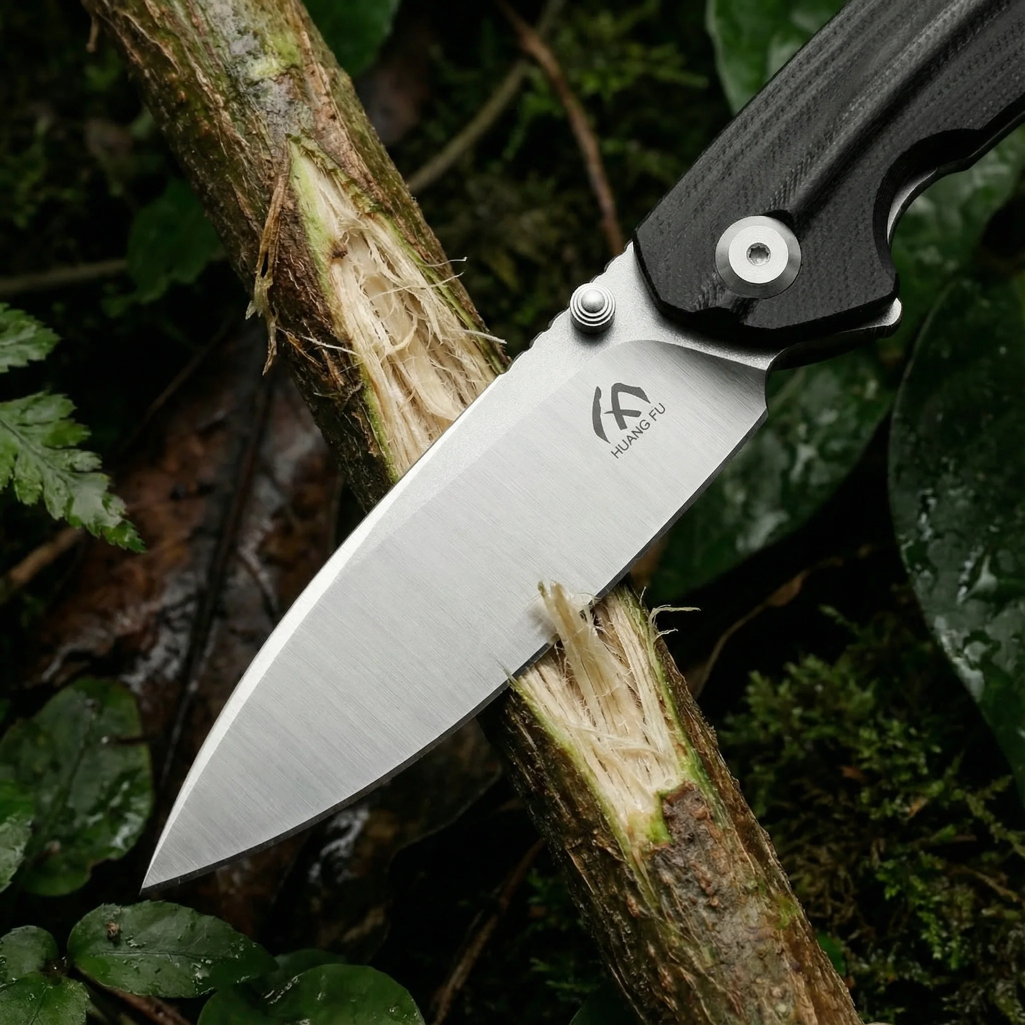 Cuchillo plegable de acero para exteriores, acampada y emergencia