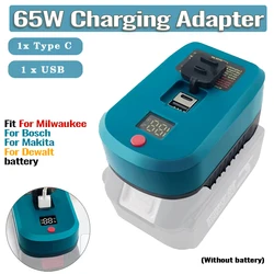 Adaptador USB-C batería Makita Bosch Milwaukee DeWalt carga rápida